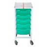 Compact Dressing Trolley, White Frame, with 4 Shallow Trays 