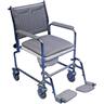 Mobile Adjustable-Height Commode with Drop Arms and Braked Castors