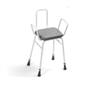 Perching stool, adjustable height, arms, back